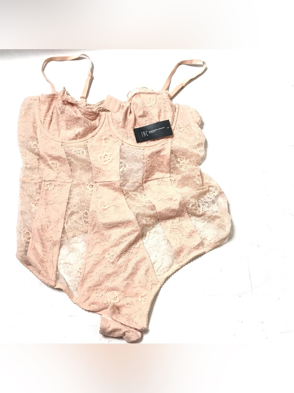 Lace Bridal Lace Lingerie Bodysuit Size XXL Ballet Pink Sexy INC International